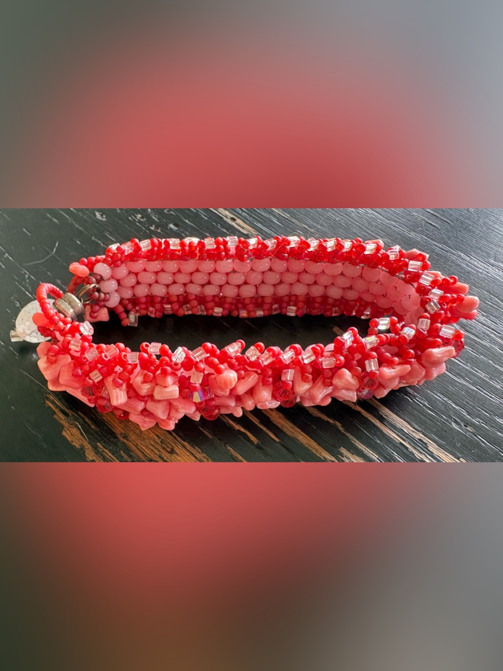 Handcrafted Coral Beaded Bracelet